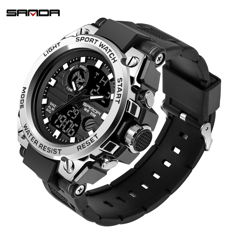 SANDA Sports Men&#39;s Watches Luxury Military Quartz Electronic Watches Shockproof Waterproof Digital Wristwatch Relogio Masculino - Executive-Skincare