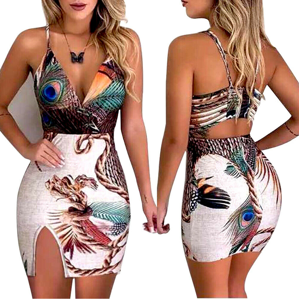 Hirigin Boho Floral Women Dress Sexy Ladies Sleeveless Bodycon Prom Evening Party Summer Beach Casual Long Sundress - Executive-Skincare