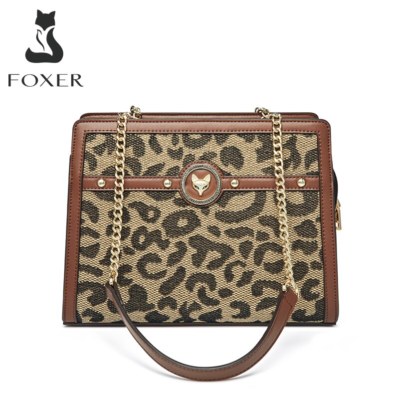 FOXER New Fashion Women&#39;s Fabric Chain Shoulder Bags Underarm Bag Ladies Large Capacity Handbag Retro Stitching Female Totes Bag - Executive-Skincare