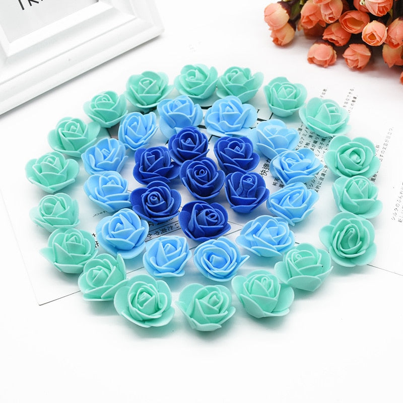 200 Pieces Artificial Flowers 3CM PE Teddy of Bear Roses Head Wedding Decorative Fake for Scrapbooking Valentine&#39;s Day Gifts - Executive-Skincare