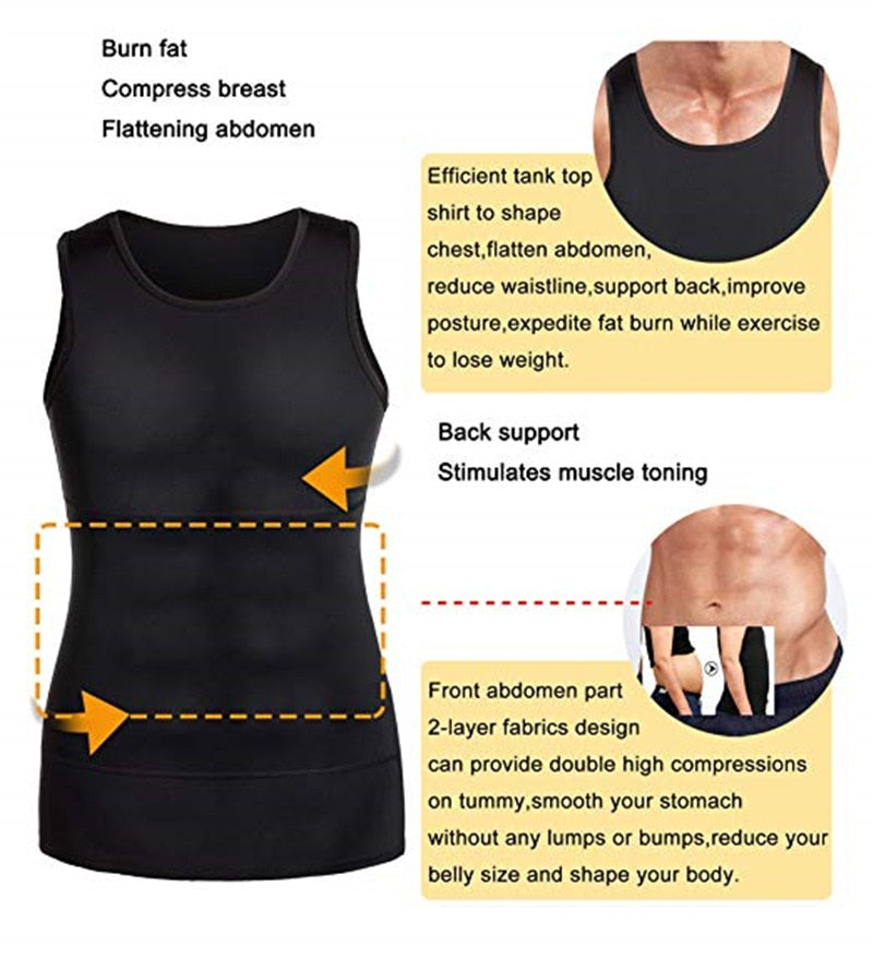 Slimming Vest Men&#39;s Slimming Underwear Body Shaper Waist Cincher Corset Men Shaper Vest Body Slimming Tummy Belly Body Shapewear - Executive Quality Store