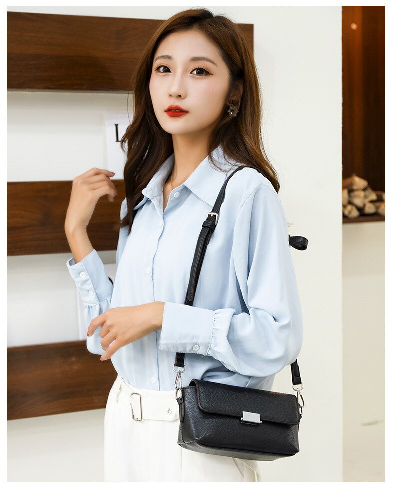 High Quality Genuine Leather Crossbody Bags Fashion Real Cowhide Wide Strap Messenger Bag Small Female Purse Phone Bags - Executive-Skincare