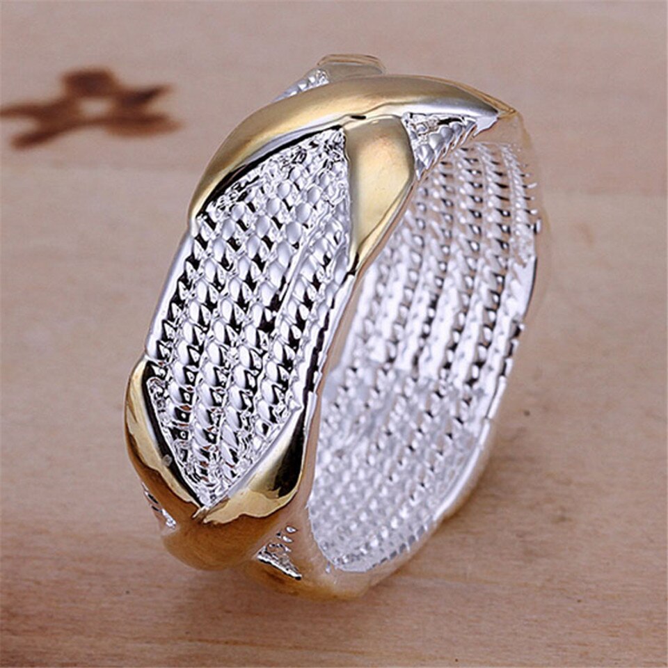 925 Sterling Silver Ring Gold X Letter Ring For Women Wedding Engagement  Charm Jewelry