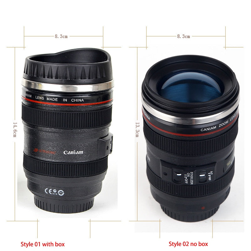 Stainless Steel Camera EF24-105mm Coffee Lens Mug White Black Coffee Mugs Creative Gift Coffee Cups canecas tazas vaso caf - Executive-Skincare