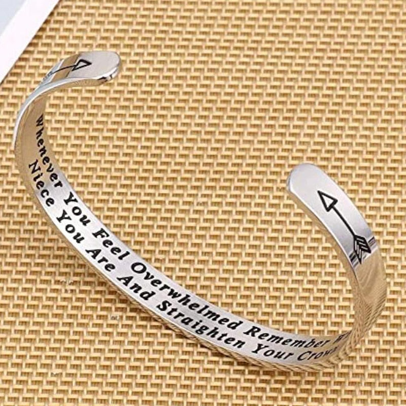 Whenever You Feel Overwhelmed Remember Whose Straighten Your Crown Bracelet, Engraved Inspirational Bangle Gift for Mom Daughter - Executive-Skincare