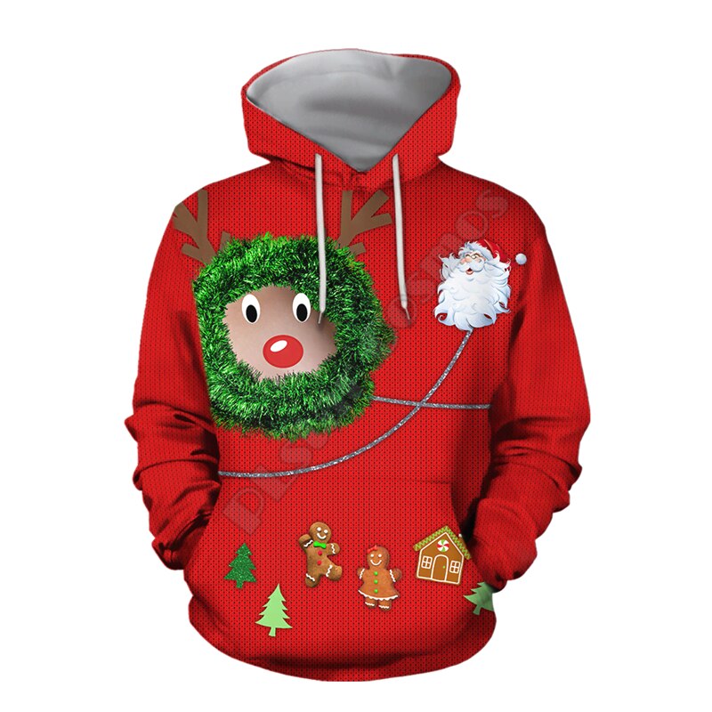 Funny Reindeer Boob 3D Printed Women for Men Christmas Sweater Funny Hoodies/Sweatshirt/Jacket Cosplay Costumes - Executive-Skincare