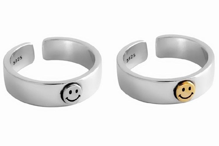 INS Retro Smile Face Ring Female Smile Ring Student Open Finger Adjustable Rings Personality Jewelry - Executive-Skincare