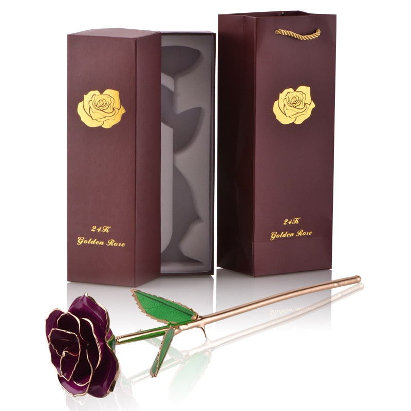 Gifts for Women 24k Gold Dipped Rose with Stand Eternal Flowers Forever Love In Box Girlfriend Wedding Christmas Gifts for Her - Executive-Skincare