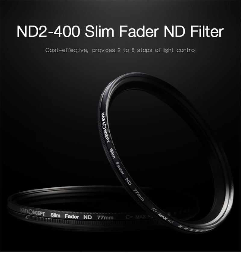 Dynamic ND2-400 Filter 52MM 58MM 62MM 67MM 72MM 77MM Slim Fader Variable ND Lens Filter Adjustable ND2 to ND400 Neutral Density - Executive-Skincare