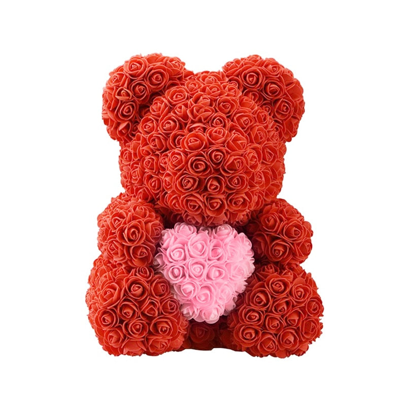 25/40cm Rose Bear Heart Artificial Flower Rose Teddy Bear For Women Valentine Wedding Birthday Christmas Gift DropShipping - Executive-Skincare