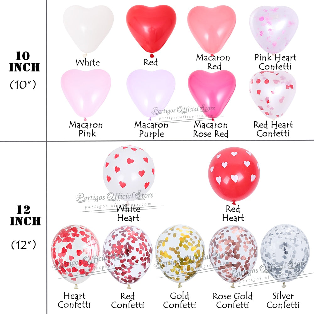 28pcs Red Heart Shape Balloons Decorations Kit Wedding Decors Valentines Day Gifts Heart Printed Latex confetti Globos helium - Executive-Skincare