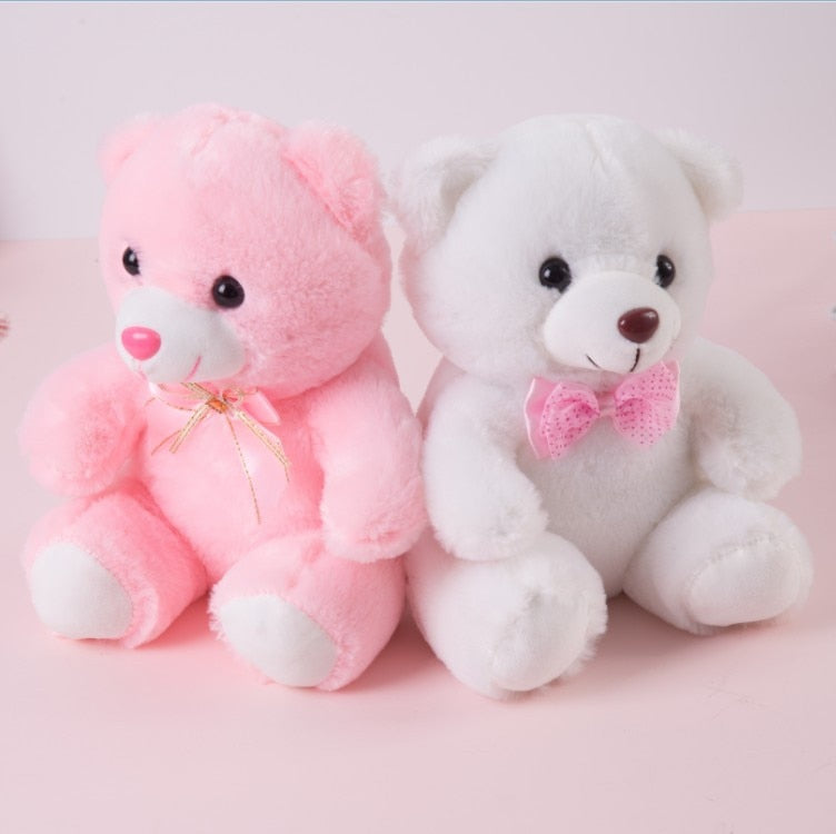 22cm Heart Teddy Bear Stuffed Animals Plush Toy Cute Teddy Dolls for Baby Gift Christmas Kids Soft I Love You Bears with Bowknot - Executive-Skincare