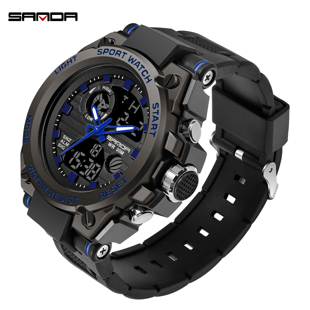 SANDA Sports Men&#39;s Watches Luxury Military Quartz Electronic Watches Shockproof Waterproof Digital Wristwatch Relogio Masculino - Executive-Skincare