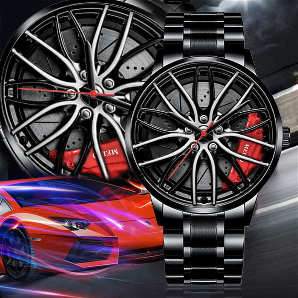 Mens Luxury Watches Sports Car Watches 3D Sport Rim Hub Wheel Wristwatch Car Quartz Men&#39;s Watches Creative Relogio Masculino - Executive-Skincare