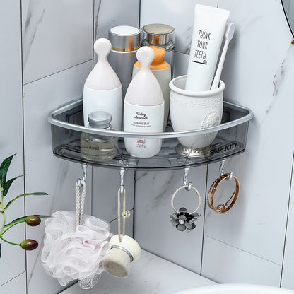 Punch-free Bathroom Shelf Shampoo Cosmetic Towel Storage Rack Organizer Bath Corner Holder Household Items Bathroom Accessories - Executive-Skincare