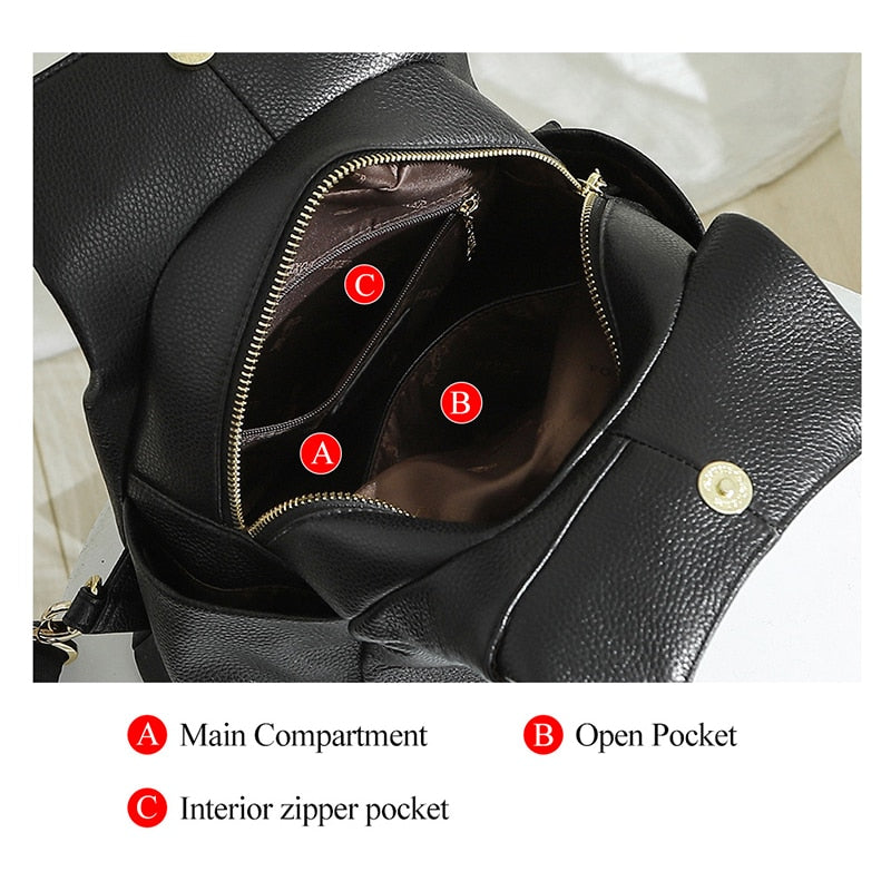 FOXER Brand Ladies Preppy Style Backpacks Female Genuine Cow Leather Backpack Girl&#39;s School Bags Women Fashion Travel Bag - Executive-Skincare