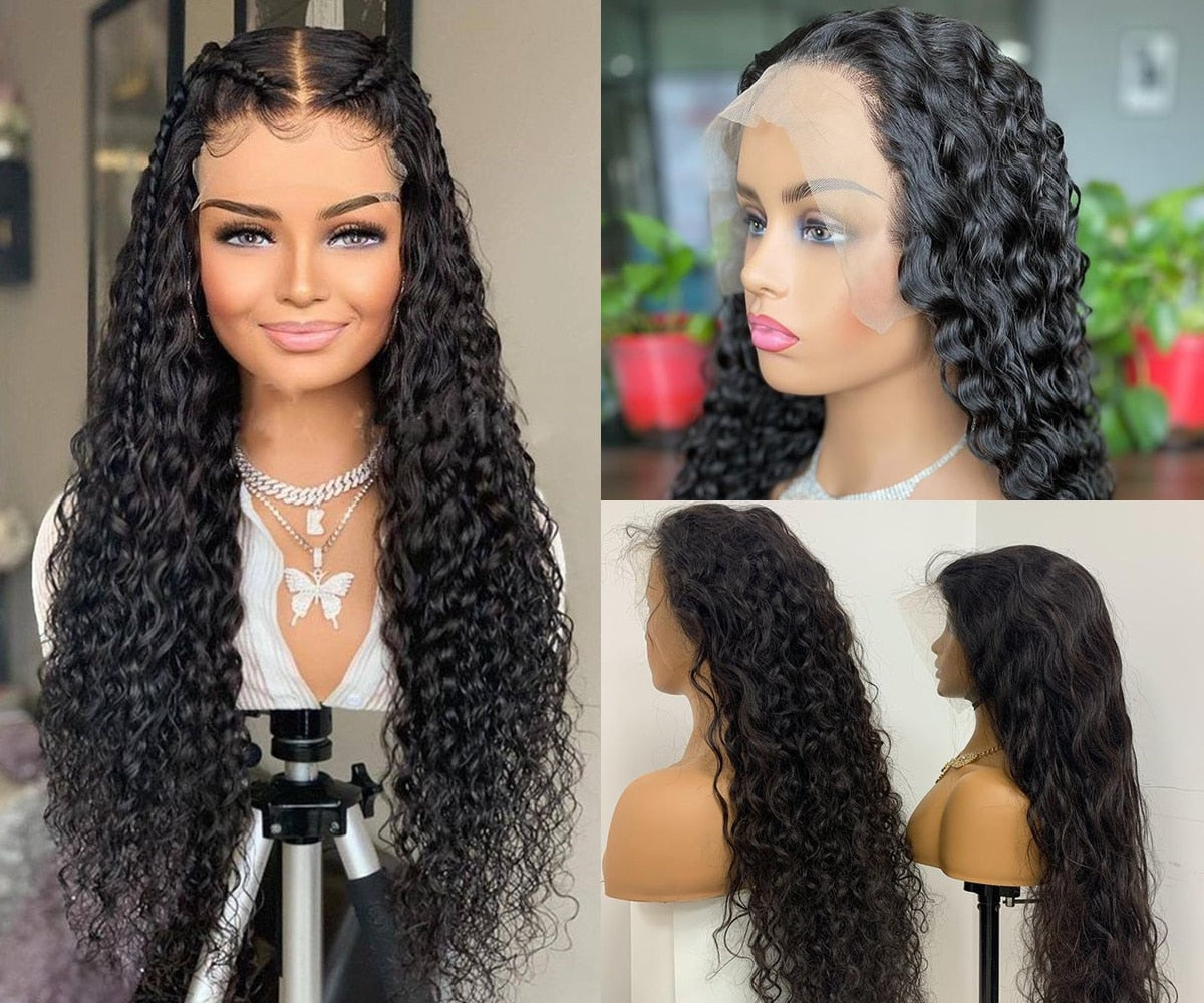 Short Brazilian Curly Wave 13*4 Lace Front Human Hair Wigs With Baby Hair - Executive-Skincare