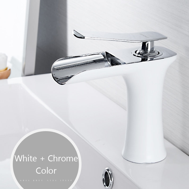 Basin Faucets Waterfall Bathroom Faucet Single handle Basin Mixer Tap Bath Antique Faucet Brass Sink Water Crane Silver 6009 - Executive-Skincare