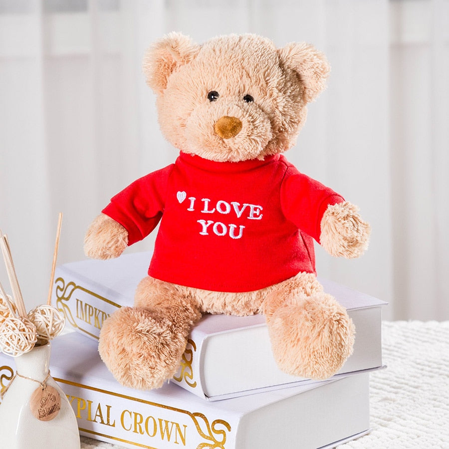 Message Bear Stuffed Animals Plush Toy I Love You Teddy Bear with Removable T-Shirt Gift for Kids, 11&quot; - Executive-Skincare