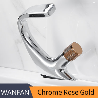 Basin Faucets Matte Black Modern Bathroom Mixer Tap Brass Washbasin Faucet Single Handle Single Hole Elegant Crane  855818 - Executive-Skincare