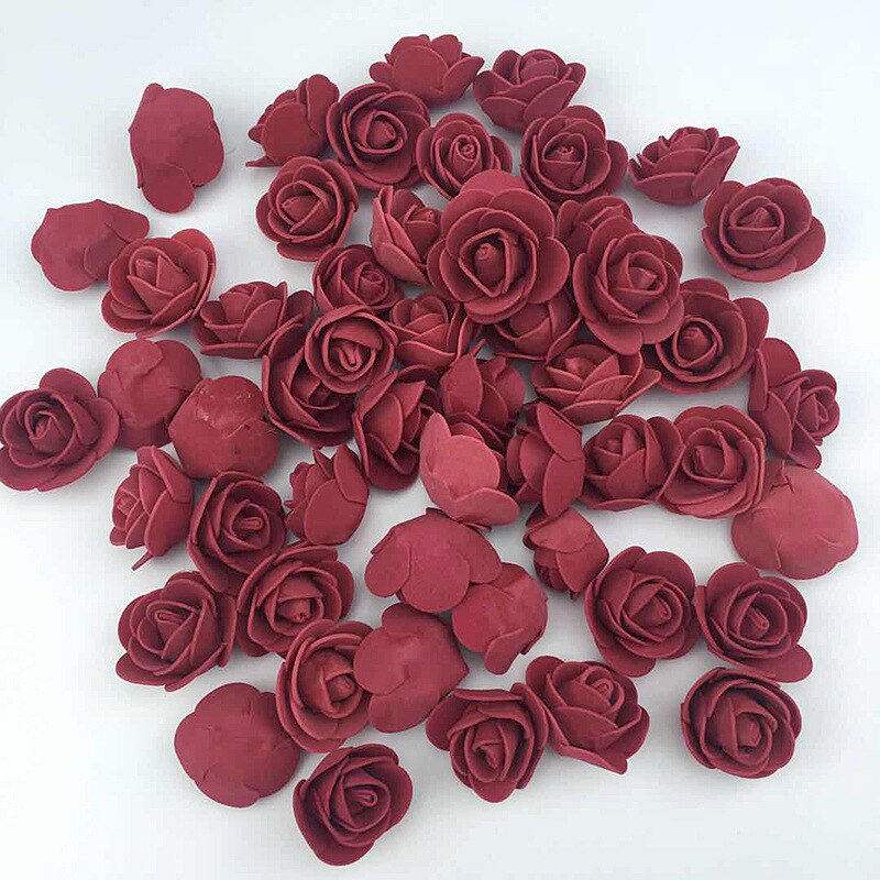 200 Pieces Artificial Flowers 3CM PE Teddy of Bear Roses Head Wedding Decorative Fake for Scrapbooking Valentine&#39;s Day Gifts - Executive-Skincare