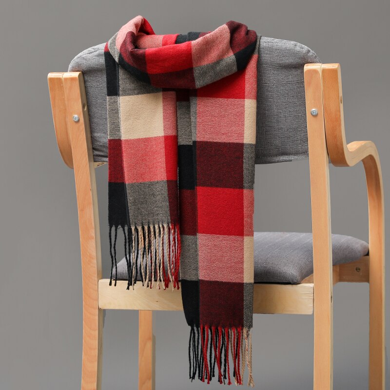 190*35cm Men girls neckwear Unisex children scarf Autumn winter long thick warm all-match Cashmere shawl pashmina muffler wrap - Executive-Skincare