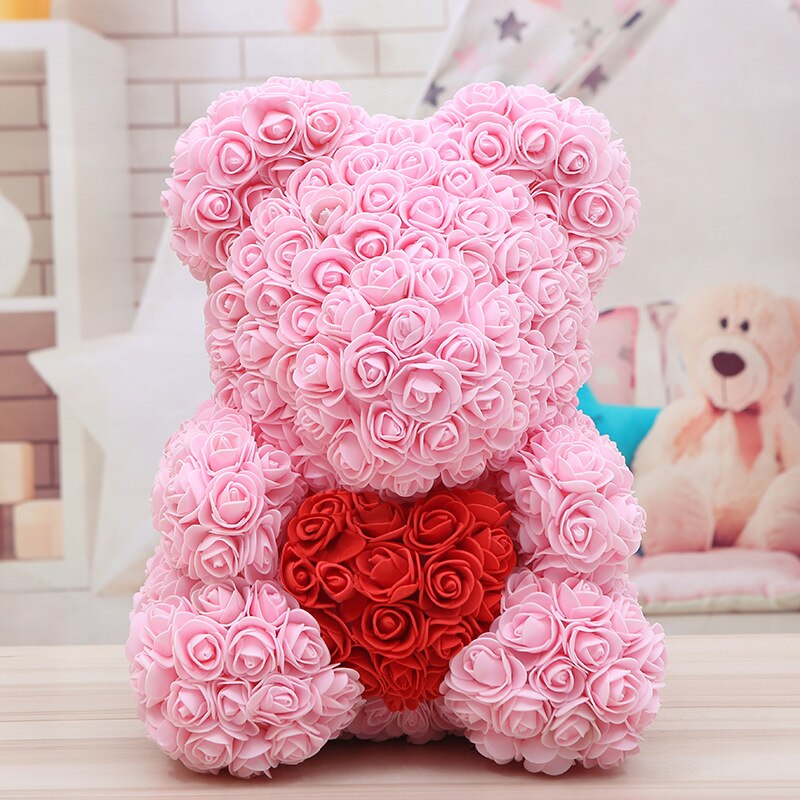 25/40CM Teddy Rose Bear Artificial Flowers Rose Bear for Women Valentines Day Wedding Birthday Christmas Gift Box Home Decor - Executive-Skincare