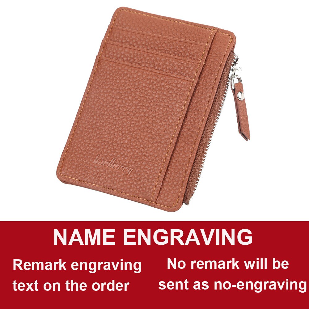 2021 New Mini Women Wallets Card Wallets Name Engraving Zipper PU Leather Top Quality Fashion Female Purse Card Holder Wallet - Executive-Skincare