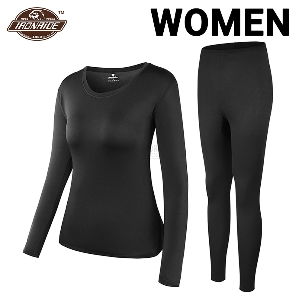 Herobiker Women Fleece Lined Thermal Underwear Set Winter Elastic Motorcycle Skiing Warm Long Johns Shirts &amp; Tops Bottom Suit - Executive-Skincare