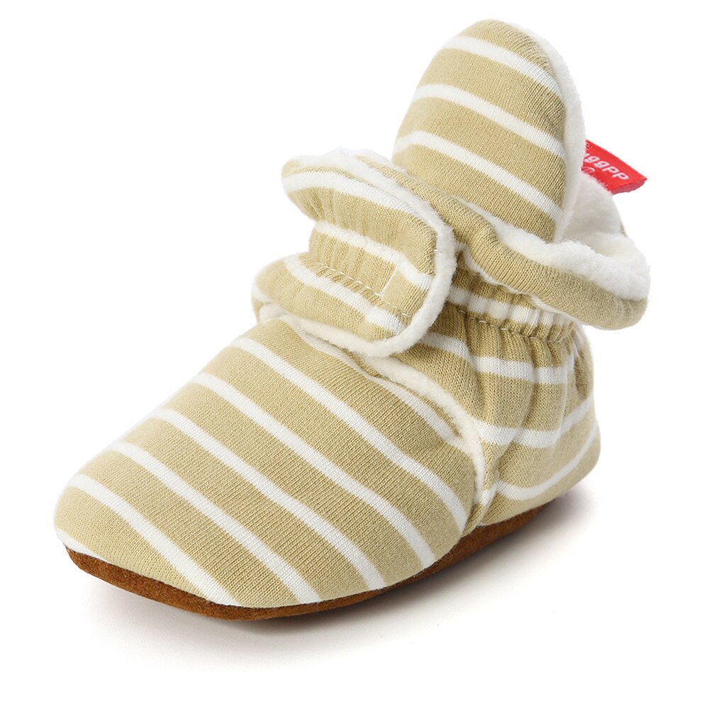 Baby Socks Shoes Boy Girl Stripe Gingham Newborn Toddler First Walkers Booties Cotton Comfort Soft Anti-slip Infant Crib Shoes - Executive-Skincare