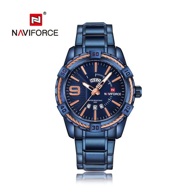 NAVIFORCE Luxury Brand Men&#39;s WristWatch Original Fashion Quartz Classic Watches For Men Waterproof Business Steel Band Clock Man - Executive-Skincare