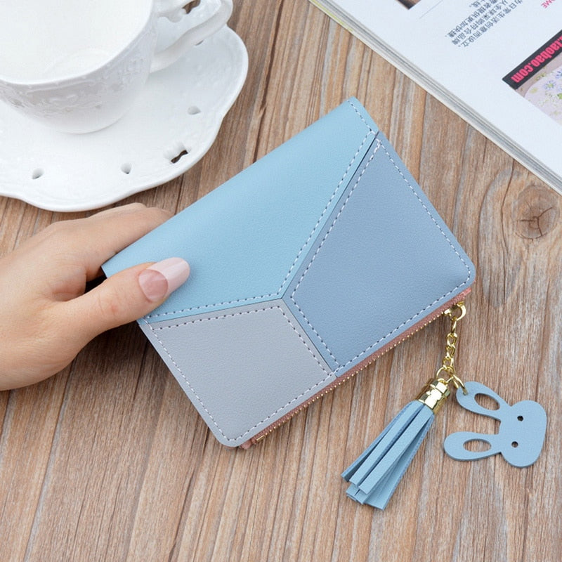 New Women Fashionable Short Zipper Coin Purses Ladies Lovely Clutch Wallet Female Credit Card Holder Girls Pu Leather Wallets - Executive-Skincare