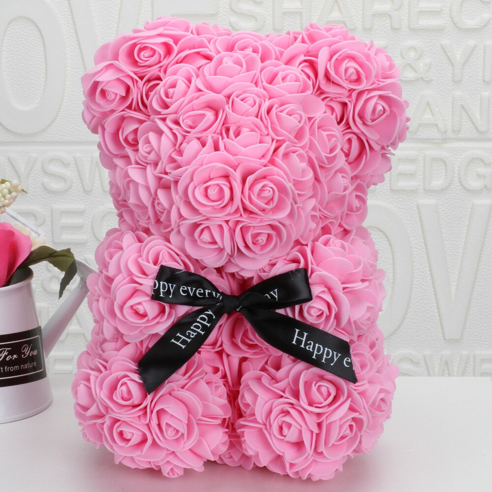 HOT Dorpshipping 25cm Teddy Dolls Rose Bear Valentine&#39;s Day Gift for Women Girlfriend Artificial PE Flower Wedding Party Decor - Executive-Skincare