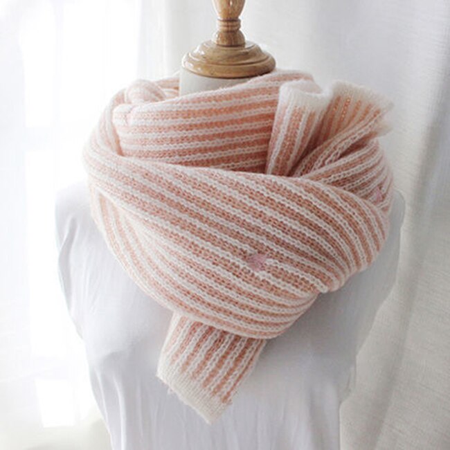 2020 Fashion Women Knitted Scarf Winter Warm Thick Long Handmade Wool Scarves Korean Sweet Solid Color Soft Scarfs Mujer Femme - Executive-Skincare