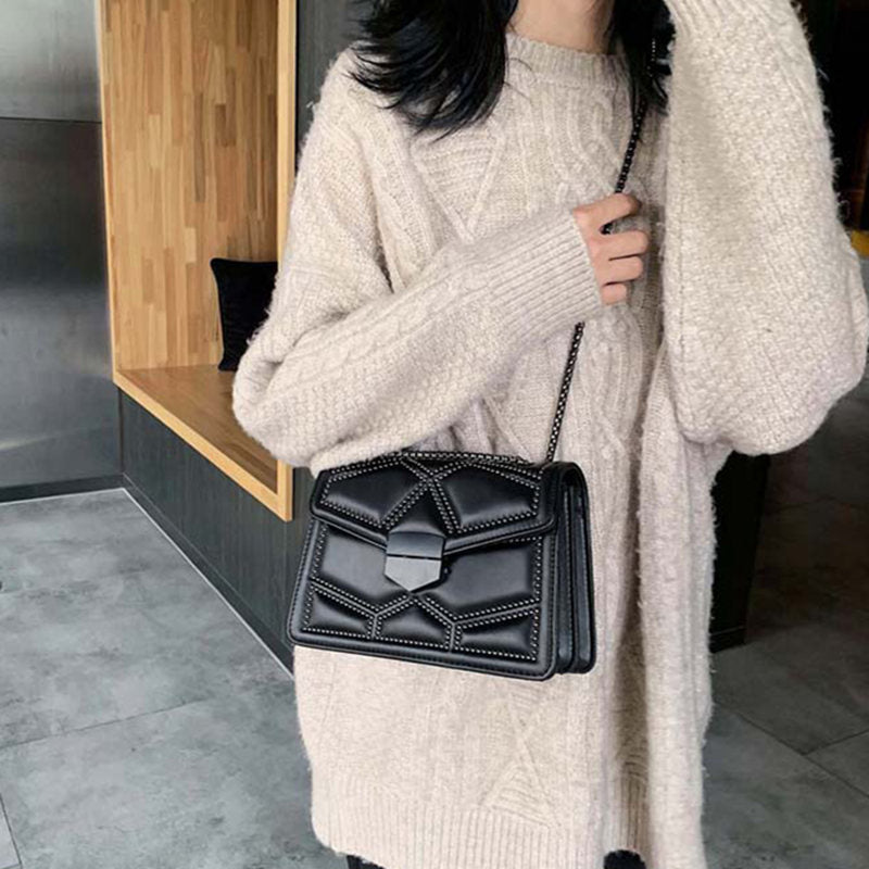 Vintage Small Rivet Flap Chain Shoulder Messenger Crossbody Bags Women Handbags Fashion Ladies Clutch Casual Totes Female Purse - Executive-Skincare