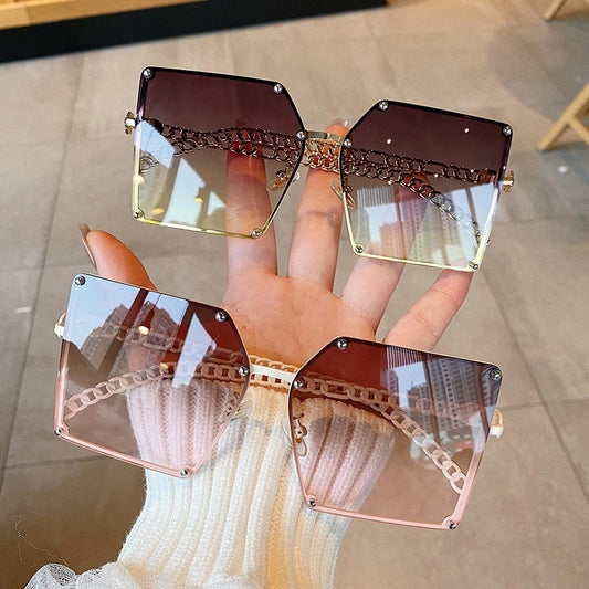 2022 New Square Sunglasses Women Fashion Oversized Metal Frame Vintage Glasses Men Shades Retro Gradient Colors Oculos UV400 - Executive-Skincare