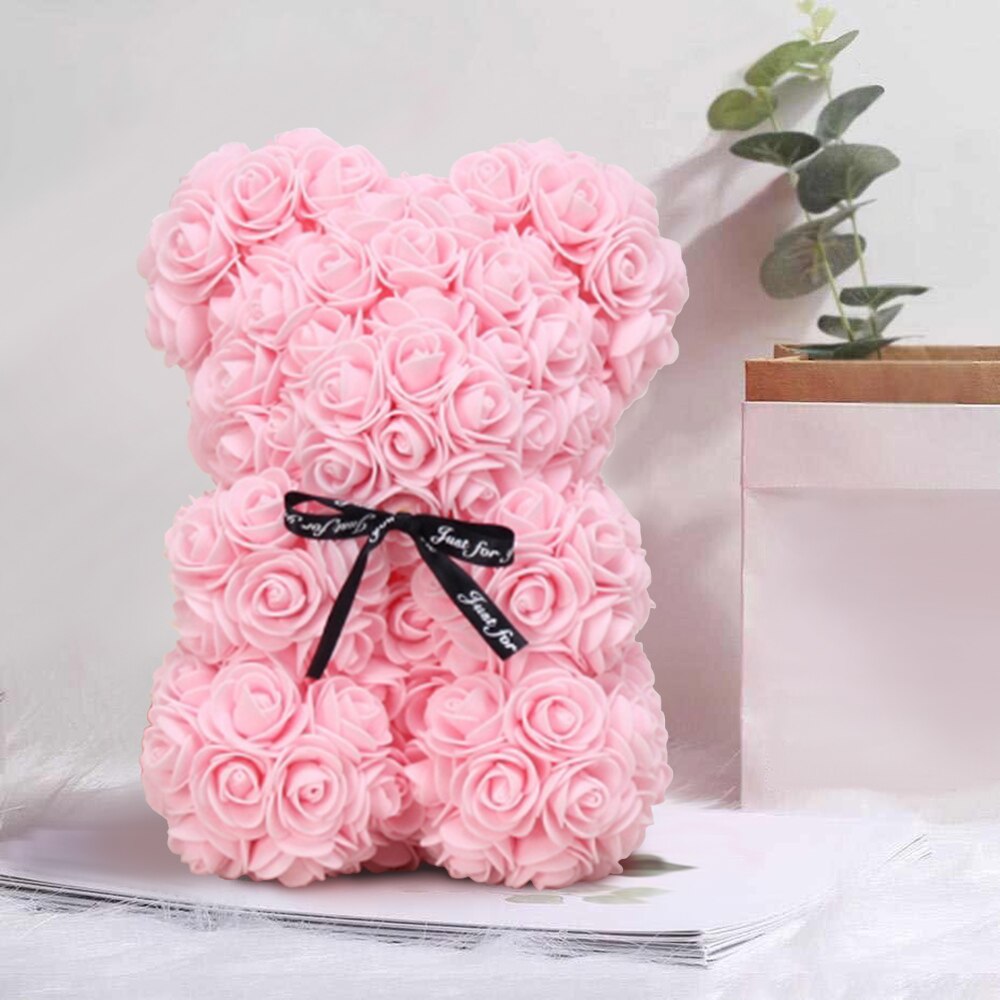 25cm/40cm Rose Bear Valentine&#39;s Day Artificial Flower Teddy Rose Bear 2022 New Year Christmas Decoration Women Valentines Gifts - Executive-Skincare