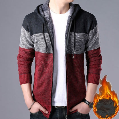 2022 Autumn Winter Men Hoodies Cardigan Men Striped Knitted Sweaters Mens Hoody Sweatercoats Brand Male Fleece Sweaters 3XL - Executive-Skincare