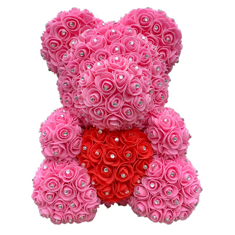 Handmade Teddy Rose Bear Heart Artificial PE Flower Women Valentine&#39;s Day Gifts Wedding Decoration Birthday Party Supplies - Executive-Skincare