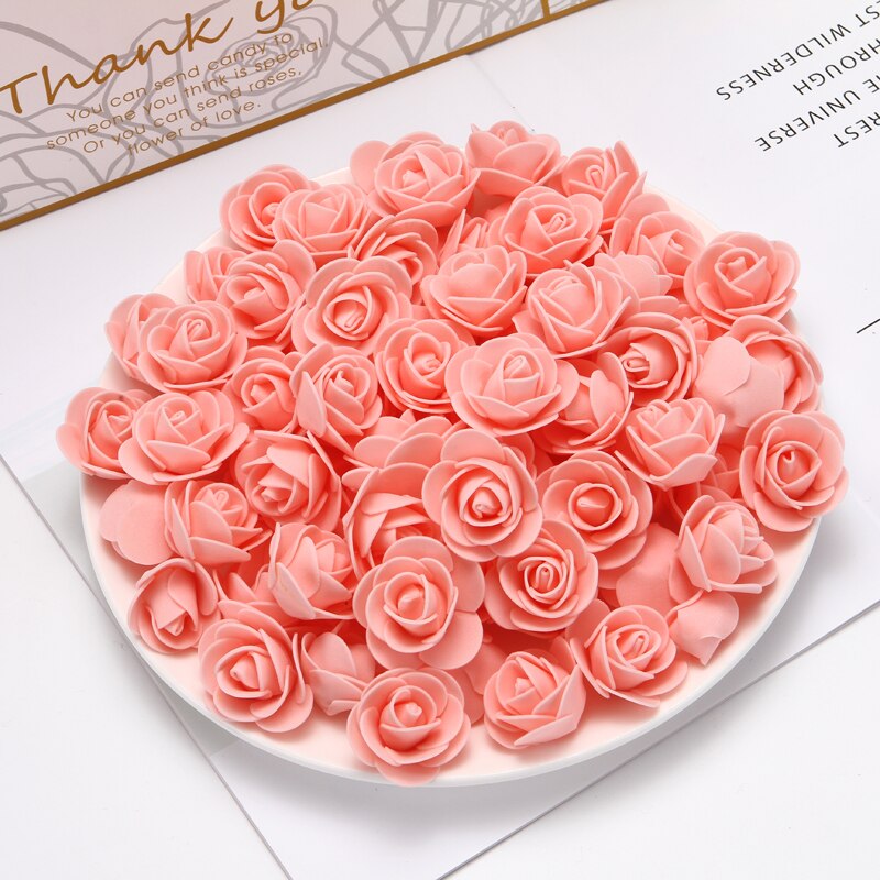 100pcs Wedding Teddy Bear of Roses Diy Gift Valentine Day Present Artificial Flowers New Year Christmas Decoration for Home - Executive-Skincare