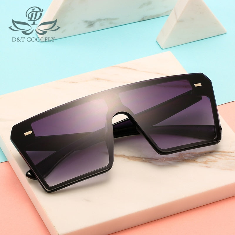 2020 Oversized Square Sunglasses Women Luxury Brand Fashion Flat Top Red Black Clear Lens One Piece Men Gafas Shade Mirror Uv400 - Executive-Skincare