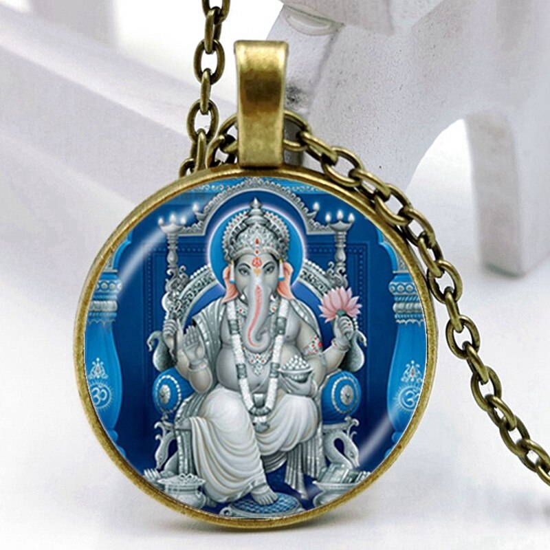 2020 Lord Ganesh Ganesha Necklace God of Wealth Pendant Hindu Elephant Necklace Buddha Meditation Spirit Jewelry Necklace - Executive-Skincare