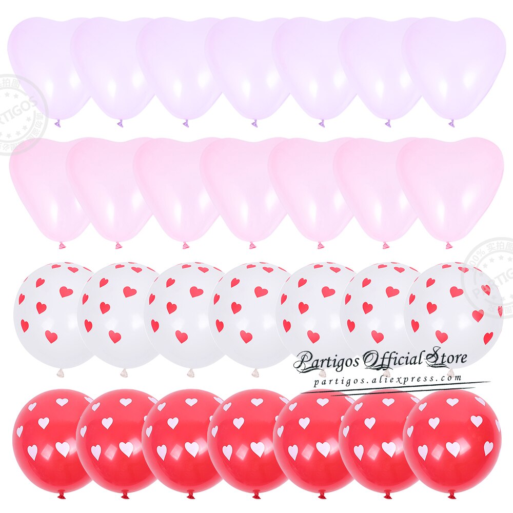 28pcs Red Heart Shape Balloons Decorations Kit Wedding Decors Valentines Day Gifts Heart Printed Latex confetti Globos helium - Executive-Skincare