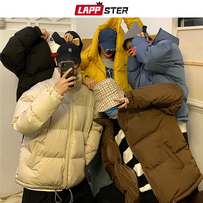 LAPPSTER Men Harajuku Colorful Bubble Coat Winter Jacket 2022 Mens Streetwear Hip Hop Parka Korean Black Clothes Puffer Jackets - Executive-Skincare