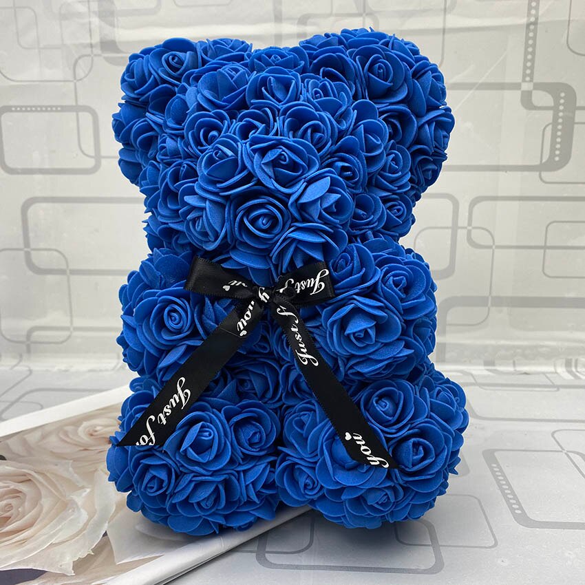 25 cm high roses bear Valentine&#39;s Day teddy bears 14 colors Holiday High-grade DIY gifts Christmas gift wedding decoration - Executive-Skincare