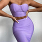 Top Quality Purple Celebrity Two Pieces Set Strapless Knee Length Rayon Bandage Dress Cocktail Party Dress Vestidos - Executive-Skincare