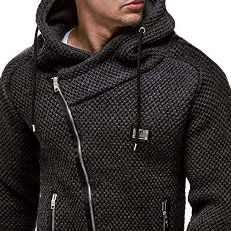 Autumn Winter Mens Sweaters 2021 New Casual Zipper Cardigan Sweater Men Full Sleeve Hooded Knitted Sweater Solid Knitwear Coat - Executive-Skincare