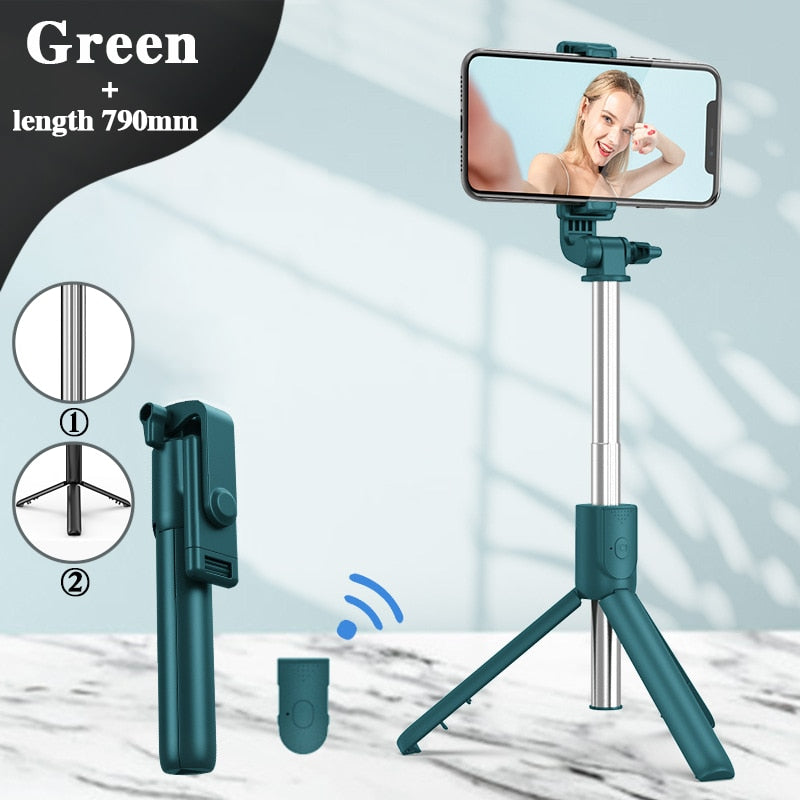 Selfie Stick Wireless Bluetooth Compatible Foldable Mini Tripod For Phone With Fill Light Shutter Remote Control For IOS Android - Executive-Skincare