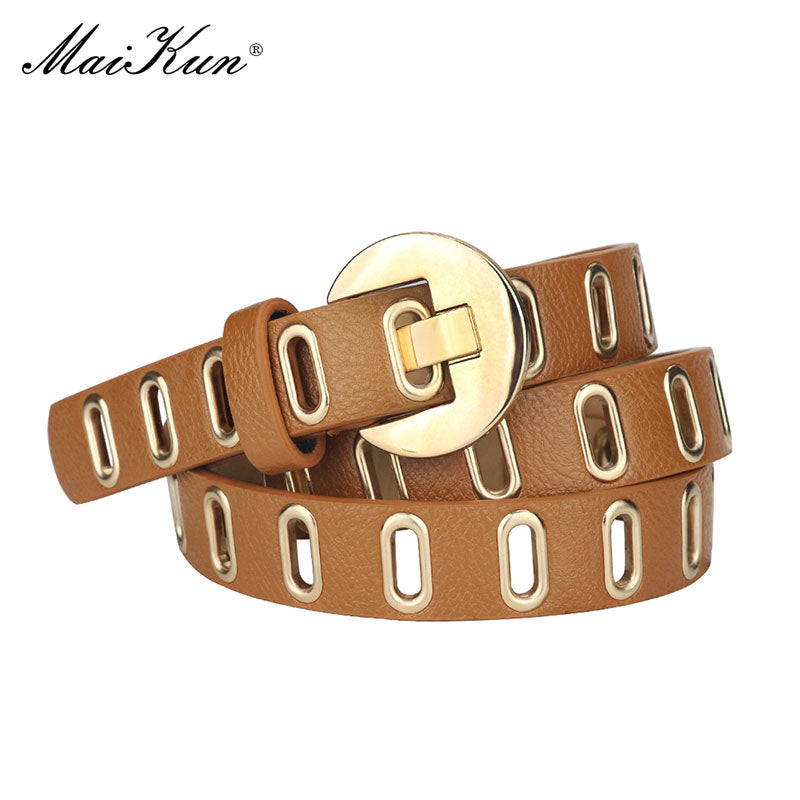 Maikun New Grunge Women Belt Adjustable Hole Grunge Punk  Belts for Women Alloy Pin Buckle Leather Belt for Pants Dresses - Executive-Skincare