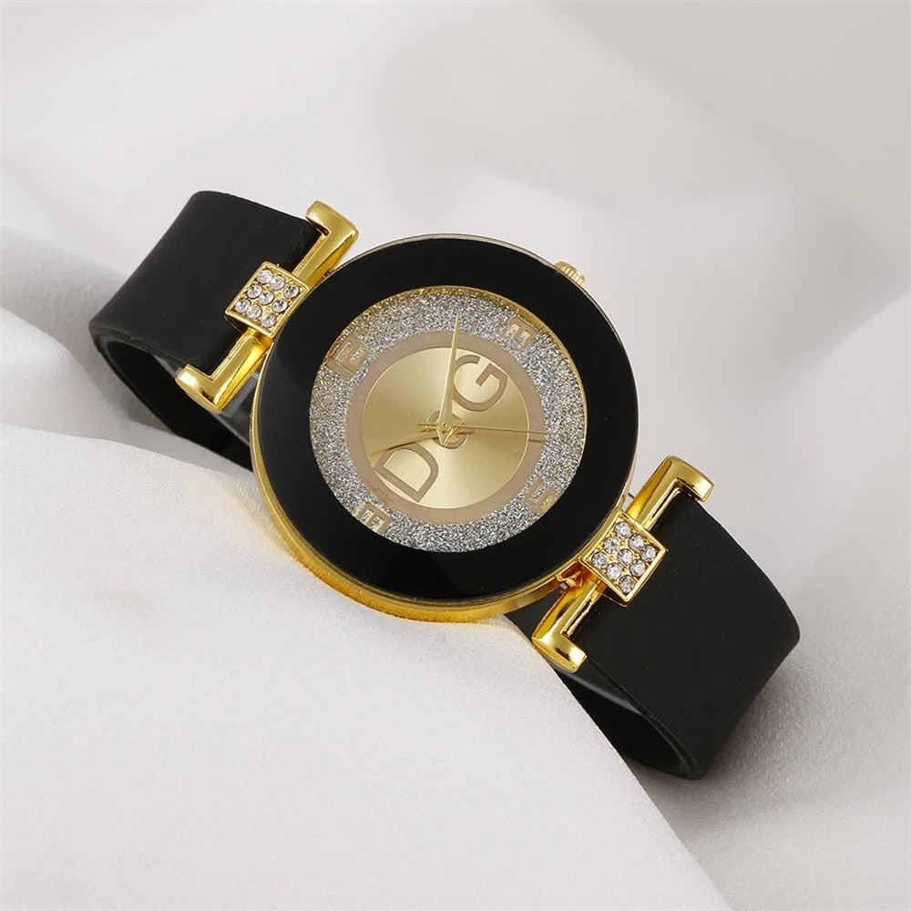 Simple Black White Quartz Watches Women Minimalist Design Silicone Strap Wristwatch Big Dial Women Fashion Creative Watch - Executive-Skincare